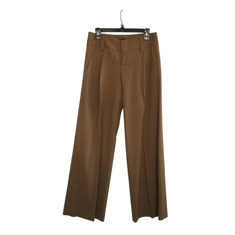 Alice + Olivia Womens Brown Wide-Leg Trousers Size 2 Made In USA
